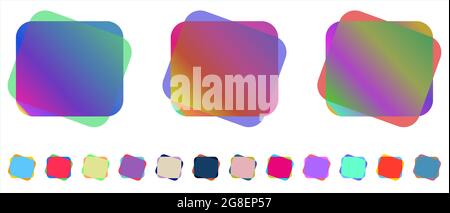 Blank rounded squares shapes. Colorful set of square and round shapes. Blank colorful rounded square background Stock Vector