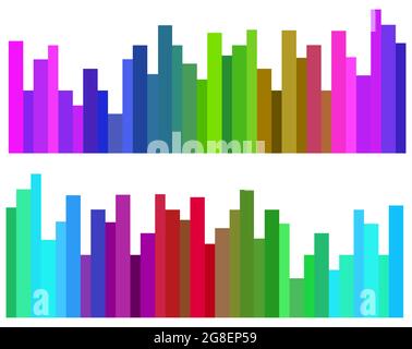 Colorful equilizer vertical bars for audio spectrum graphical representation set of 2 Stock Vector