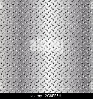 Metal diamond plate background in silver color. Industrial metal plate with diamond non slip surface, wide background Stock Vector