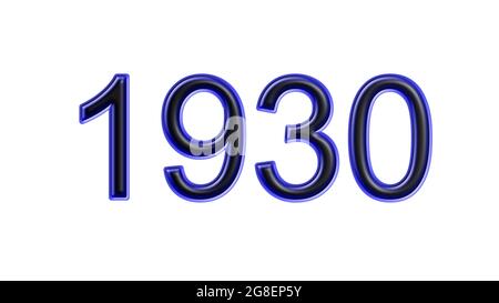blue 1930 number 3d effect white background Stock Photo