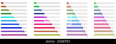 Progress bar and loader. Progress bar collection. Colorful icons for interfaces. Flat style vector illustration. Stock Vector