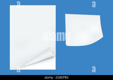 White paper with curled corner template as graphical element Stock Vector