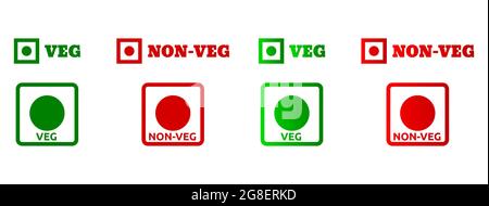 Veg and nonveg sign symbol in flat and gradient color for product packaging purposes Stock Vector