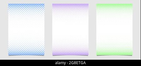 Halftone dot pattern notepad set of 3 in blue, violet and green color for office stationery, education Stock Vector