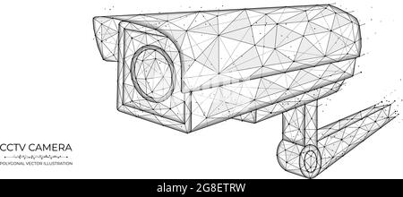 CCTV low poly art. Vector polygonal illustration of cctv camera, security camera, video surveillance system. Stock Vector