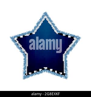 Denim Star Shape With Seam Torn Jean Patch With Stitches Vector