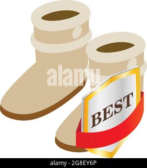 Beige ugg icon isometric vector. Female ugg boot, winter shoe. Best quality sign Stock Vector