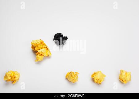 crumpled paper on white table brainstorming in the office concept Stock Photo