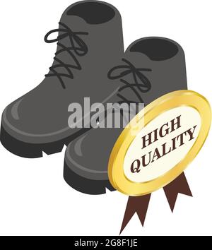 Hiking boots icon isometric vector. Men gray hiking boots with laces. High quality sign Stock Vector