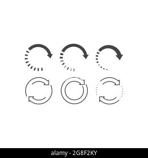 Arrow circle loop black vector icon set. Reload glyph symbol. Stock Vector