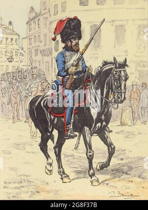 cavalier de la compagnie d'élite du 1er hussards à la fin de l'Empire Stock Photo
