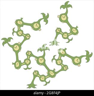 Time plant abstract, cartoon color vector illustration, horizontal, over white, isolated Stock Vector