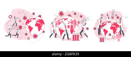 collaboration between scientists and doctors for the development of the vaccine Stock Vector