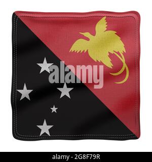 3d rendering of a detail of a silked Papua New Guinea flag isolated on white background Stock Photo