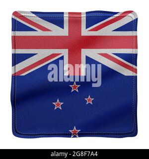 3d rendering of a detail of a silked New Zealand flag isolated on white background Stock Photo