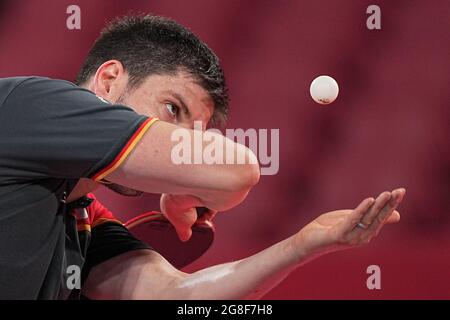 Tokio, Japan. 20th July, 2021. Table tennis: Olympics, training at Tokyo Metropolitan Gymnasium. Dimitrij Ovtcharov from Germany in action. Credit: Michael Kappeler/dpa/Alamy Live News Stock Photo