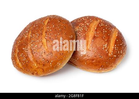 Pair of traditional fresh baked Moroccan krachel, sweet rolls, isolated on white background Stock Photo