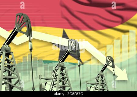 Ghana oil industry concept, industrial illustration - rising up chart ...