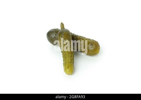 Fresh green pickles isolated on white background Stock Photo