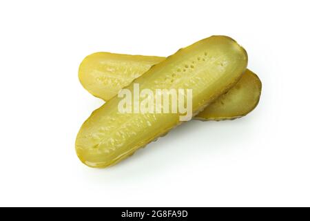 Halves of pickles isolated on white background Stock Photo