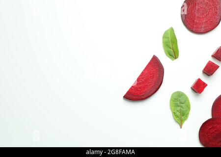 Chopped ripe red beet on white background Stock Photo