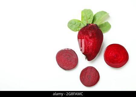 Chopped ripe red beet on white background Stock Photo