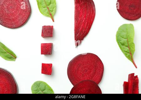 Chopped ripe red beet on white background Stock Photo