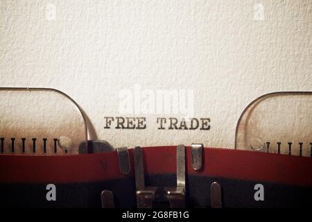 Free trade phrase written with a typewriter. Stock Photo