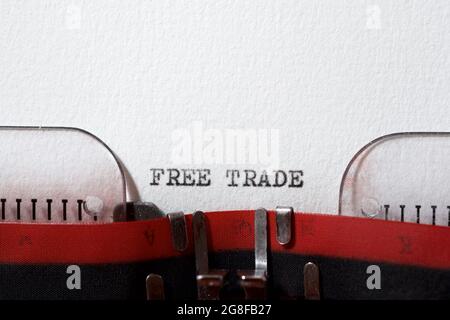 Free trade phrase written with a typewriter. Stock Photo