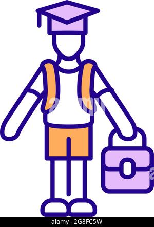 Trainee going studying abroad RGB color icon Stock Vector