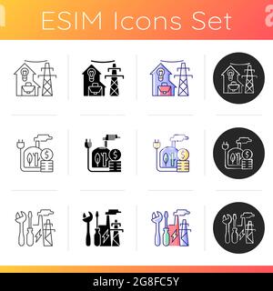 Electrical power icons set Stock Vector