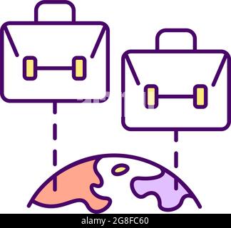 Remote work for international company RGB color icon Stock Vector