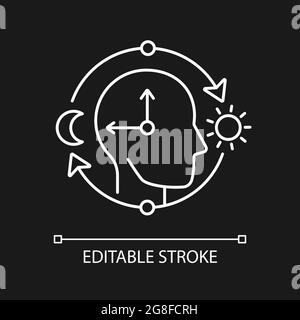 Circadian rhythms white linear icon for dark theme Stock Vector