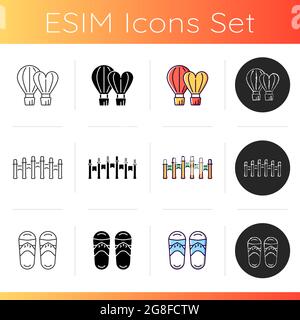 National taiwanese icons set. Stock Vector