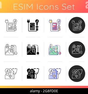 Electrical energy icons set Stock Vector