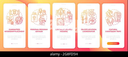 Work-based learning benefits onboarding mobile app page screen Stock Vector