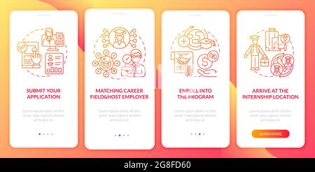 Traineeship abroad strategy onboarding mobile app page screen Stock Vector