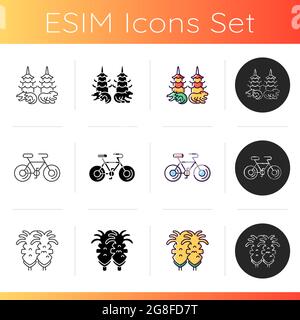 Asian icons set. Stock Vector