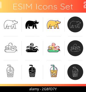 Taiwan entertainment icons set. Stock Vector