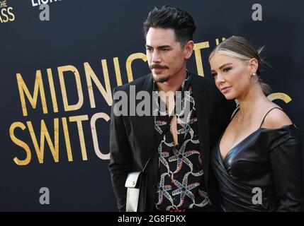 (L-R) Tom Sandoval and Ariana Madix at the MIDNIGHT IN THE SWITCHGRASS Premiere held at the Regal LA Live in Los Angeles, CA on Monday, ?July 19, 2021. (Photo By Sthanlee B. Mirador/Sipa USA) Stock Photo