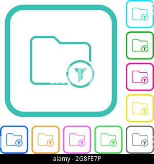 Filter directory outline vivid colored flat icons in curved borders on white background Stock Vector