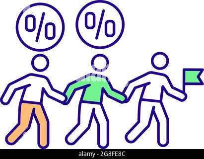 Refer-a-friend program RGB color icon Stock Vector