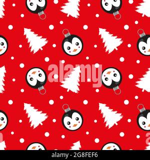 Christmas seamless pattern on red background. Stock Vector