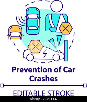 Car crashes preventation concept icon. Stock Vector