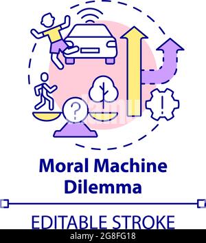 Moral machine dilemma concept icon. Stock Vector