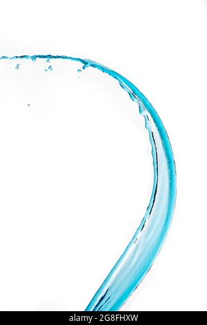 Blue water splash isolated on white background. Stock Photo