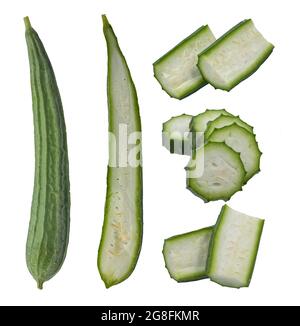 Green Luffa acutangula isolated on white background Stock Photo