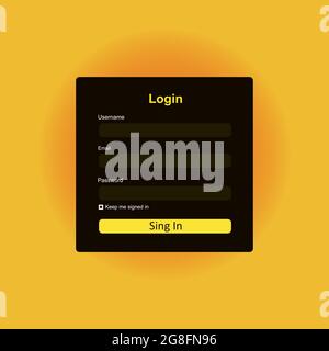 Member login form interface. For web page, site, mobile applications, art illustration, design theme, modern menu, contact empty box, banner. Log in u Stock Vector