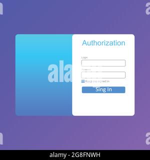 Member login form interface. For web page, site, mobile applications, art illustration, design theme, modern menu, contact empty box, banner. Log in u Stock Vector