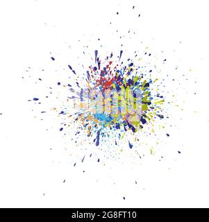 multicolor paint or ink splatter isolated on white background, vector illustration Stock Vector